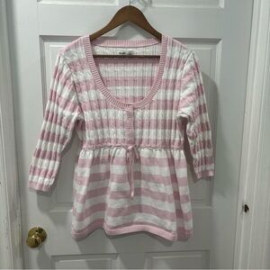 Vtg Hollister Women’s Y2K Babydoll Sweater Top Size XL Empire Waist Scoop Neck